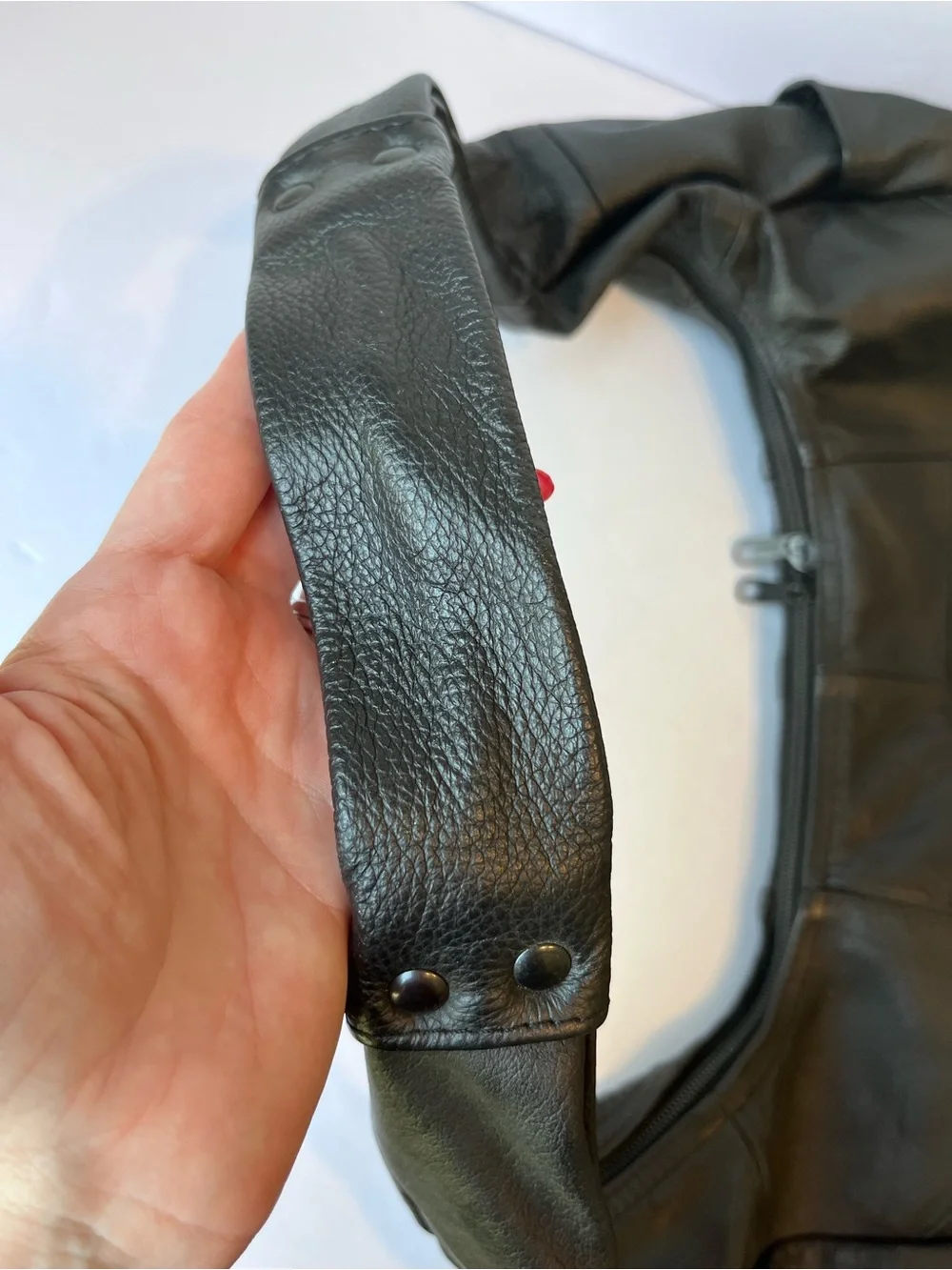 Vintage Patchwork Black Leather Hobo Bag Made in Mexico Shoulder Bag